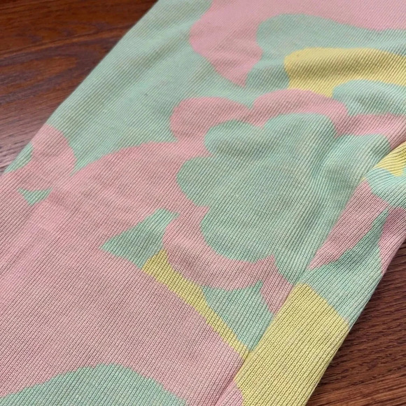 Zara Jacquard Pant Ribbed Green Pink Yellow - Picture 3 of 4